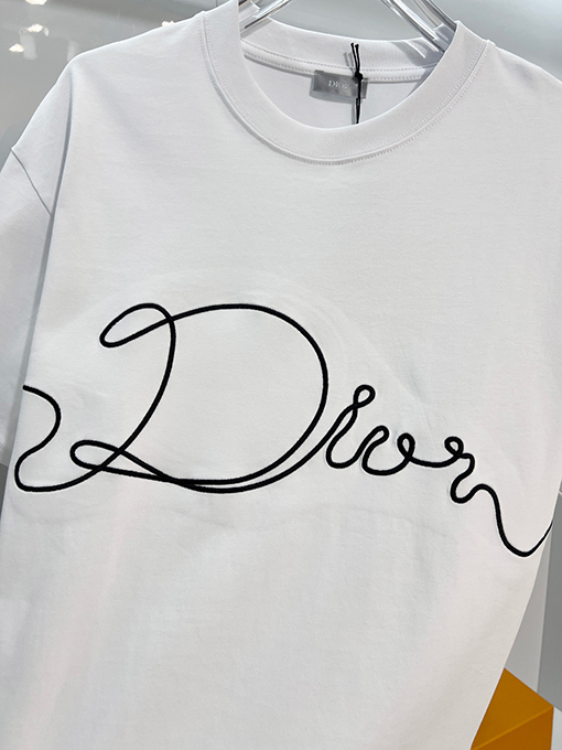 ディオールコピー クラシックCDシグネチャー刺繍ロゴクルーネック半袖Tシャツ