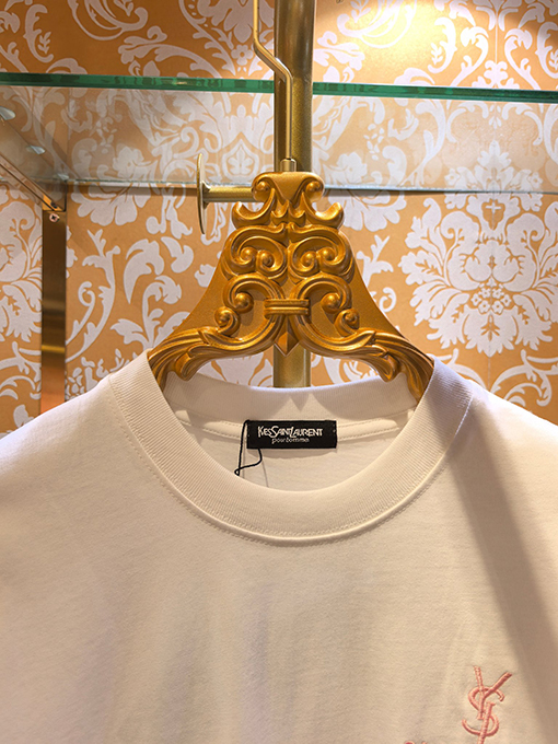 サンローラン Saint Laurent 新モデル刺繍アップリケ 半袖Tシャツ