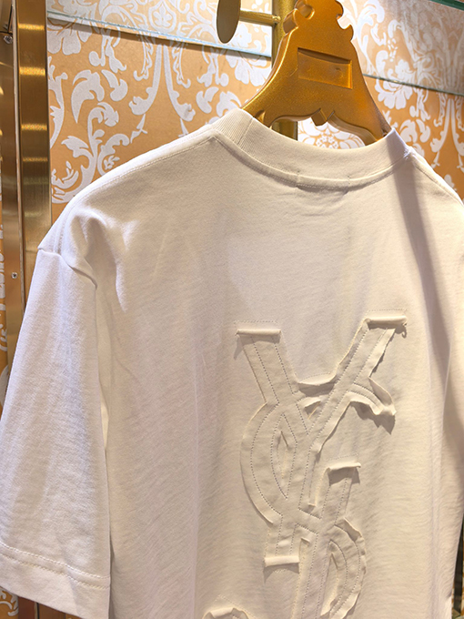 サンローラン Saint Laurent 新モデル刺繍アップリケ 半袖Tシャツ