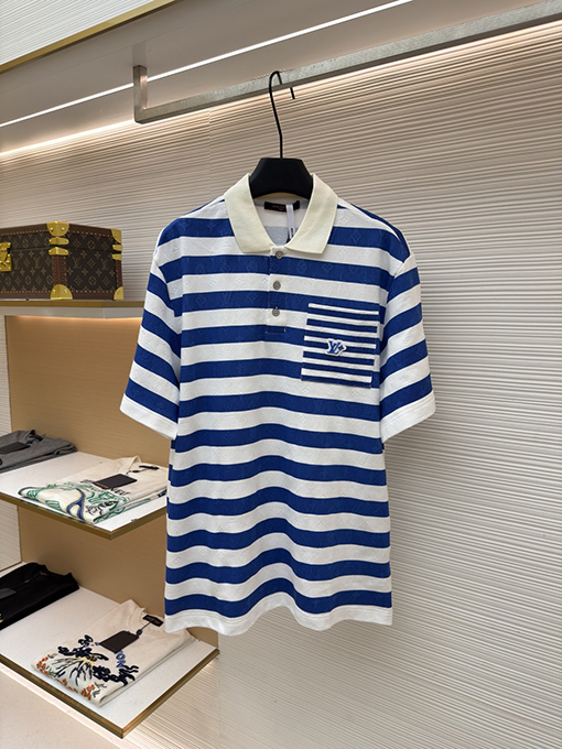 ルイヴィトンコピー ストライプポロシャツ 半袖ポロシャツ