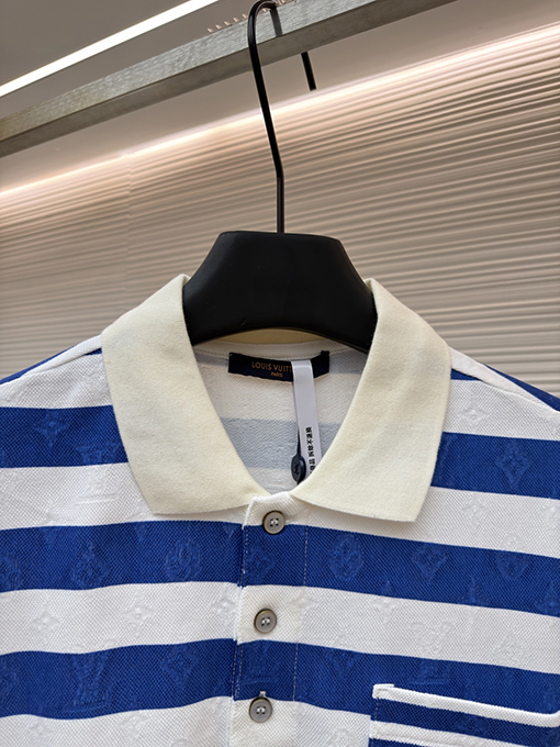 ルイヴィトンコピー ストライプポロシャツ 半袖ポロシャツ