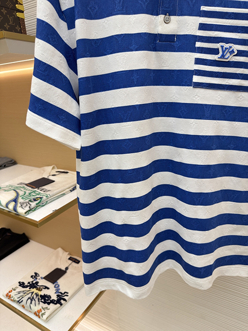 ルイヴィトンコピー ストライプポロシャツ 半袖ポロシャツ