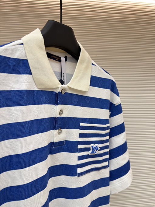 ルイヴィトンコピー ストライプポロシャツ 半袖ポロシャツ
