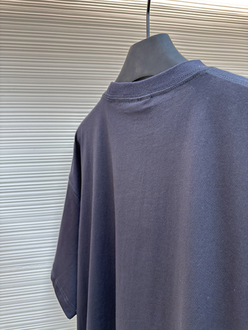 バレンシアガ Balenciaga グレーのサークル刺繍クルーネック半袖Tシャツ