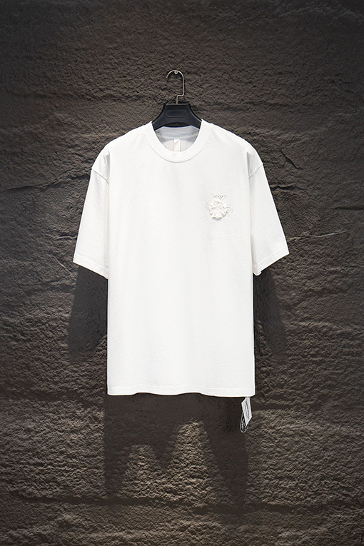 クロムハーツコピー ウォッシュプリントアップリケ刺繍半袖Tシャツ