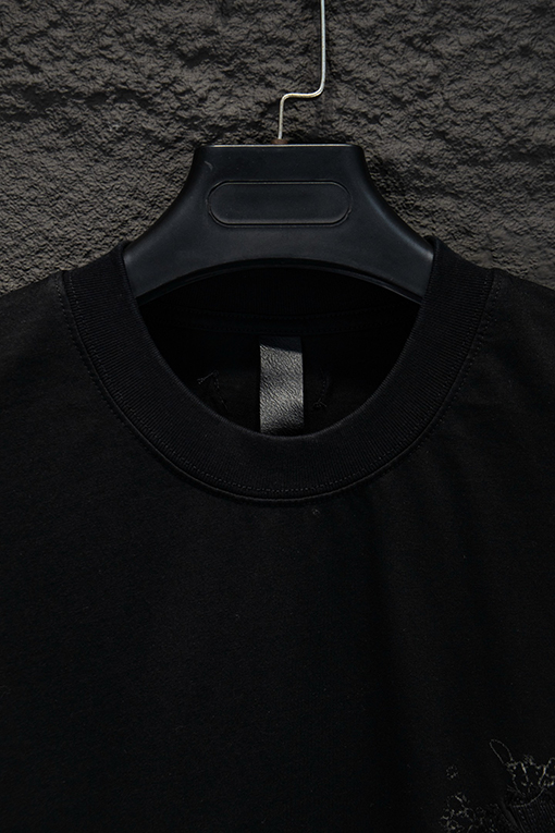 クロムハーツコピー ウォッシュプリントアップリケ刺繍半袖Tシャツ