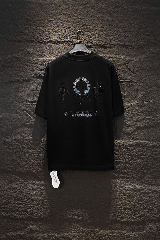 クロムハーツ 新作ラインストーンダメージ半袖Tシャツ