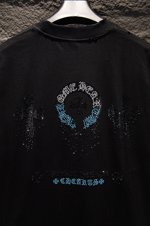 クロムハーツ 新作ラインストーンダメージ半袖Tシャツ