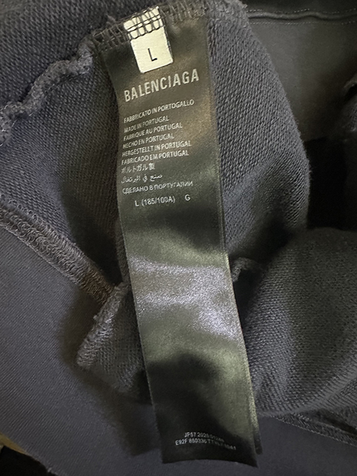 バレンシアガ Balenciaga ホワイトテーププリントのフード付きジップアップスウェットシャツジャケット