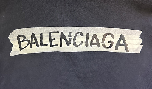バレンシアガ Balenciaga ホワイトテーププリントのフード付きジップアップスウェットシャツジャケット