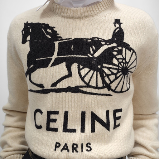 セリーヌコピー CELINE レタープリントの馬車ロゴニットウェア