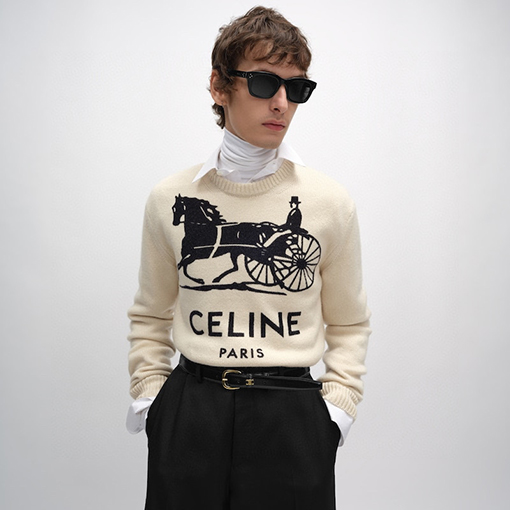 セリーヌコピー CELINE レタープリントの馬車ロゴニットウェア