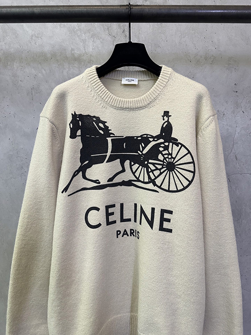 セリーヌコピー CELINE レタープリントの馬車ロゴニットウェア