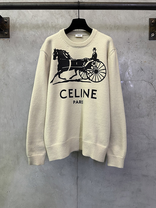 セリーヌコピー CELINE レタープリントの馬車ロゴニットウェア