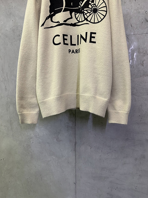 セリーヌコピー CELINE レタープリントの馬車ロゴニットウェア