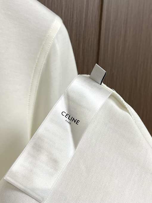 セリーヌ CELINE クラシックなブランドロゴプリントクルーネック長袖シャツ