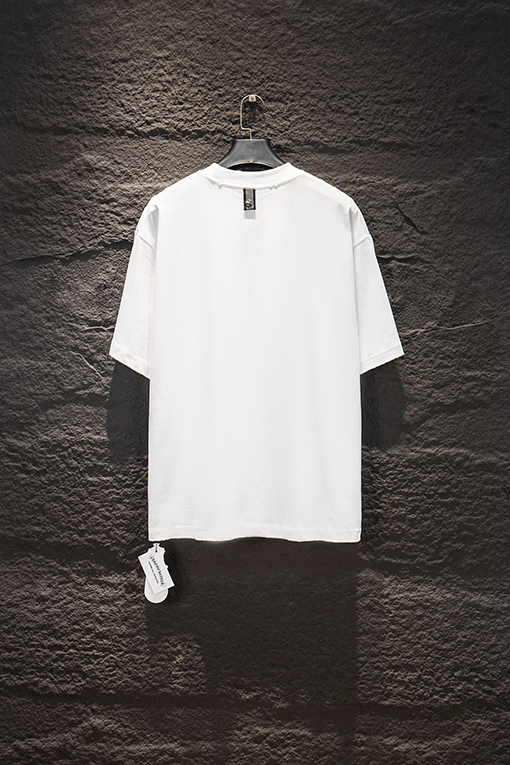 クロムハーツ クラシックなヘビーデューティーなダメージのパッチワーク刺繍りハードウェア半袖Tシャツ