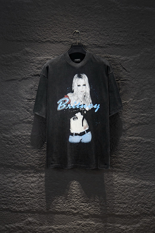 バレンシアガ Balenciaga 白インクダイレクトスプレーホットドリルラインストーン半袖Tシャツ