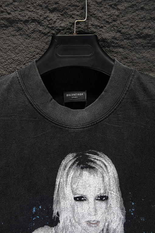 バレンシアガ Balenciaga 白インクダイレクトスプレーホットドリルラインストーン半袖Tシャツ