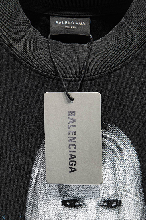 バレンシアガ Balenciaga 白インクダイレクトスプレーホットドリルラインストーン半袖Tシャツ