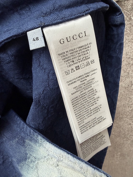 グッチ ブランドのダブルGロゴが入ったジャカードカラーのフルカバー半袖シャツ