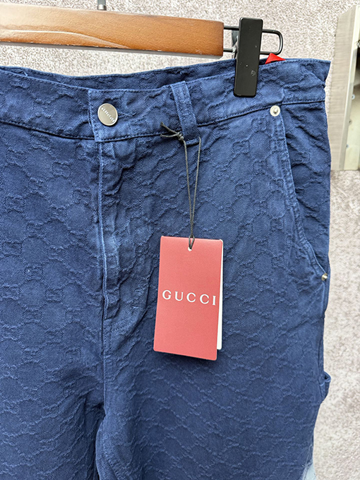 グッチ ブランドのダブルGロゴが入ったジャカード織りのストレートレッグ フルレングス ショーツ