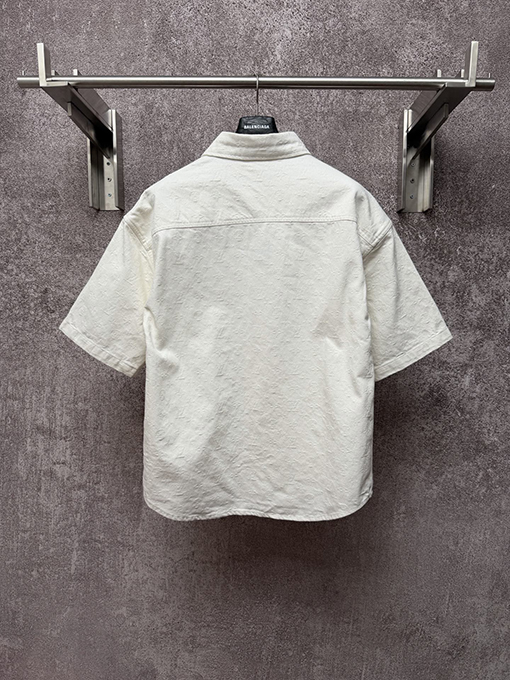 ルイヴィトンコピー 新作ホワイトジャカードデニム半袖シャツ