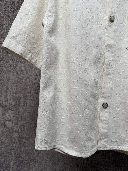 ルイヴィトンコピー 新作ホワイトジャカードデニム半袖シャツ