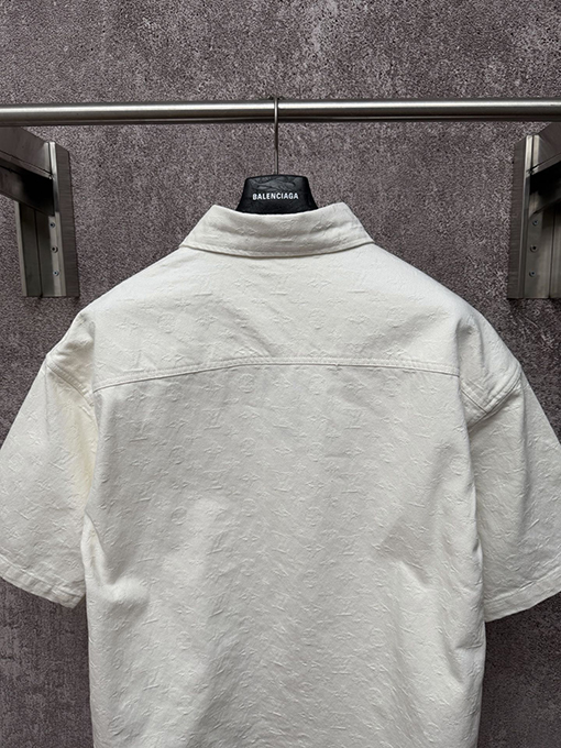 ルイヴィトンコピー 新作ホワイトジャカードデニム半袖シャツ