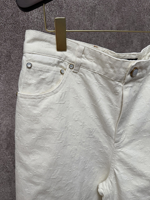 ルイヴィトン 新しいホワイトジャカードデニムショートパンツ