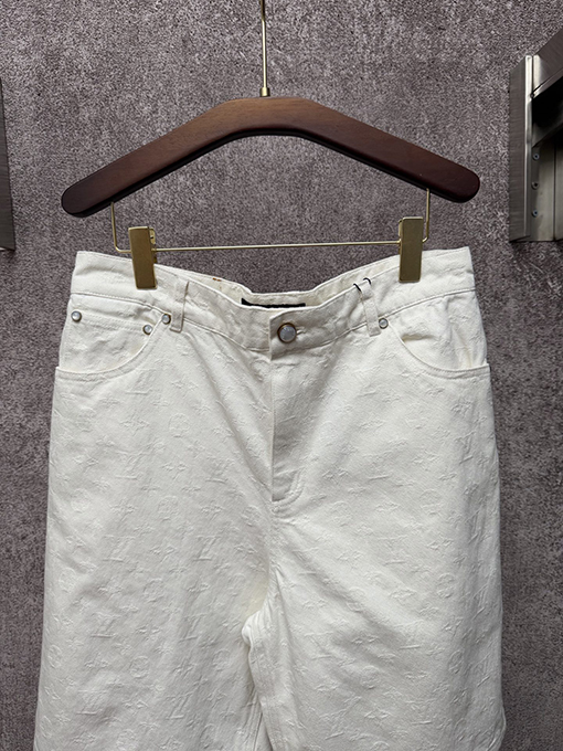 ルイヴィトン 新しいホワイトジャカードデニムショートパンツ