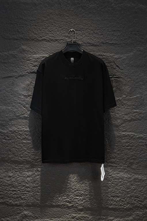 クロムハーツ ヘビーデューティーなダメージ中空の刺繍ハードウェア半袖Tシャツ