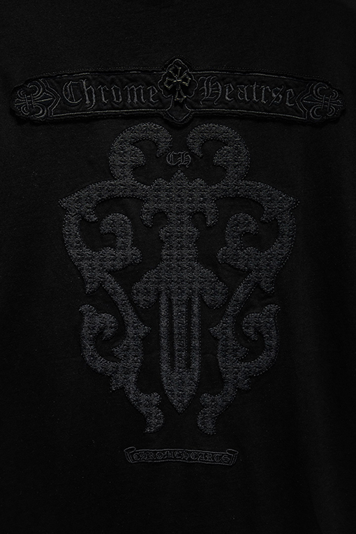 クロムハーツ ヘビーデューティーなダメージ中空の刺繍ハードウェア半袖Tシャツ