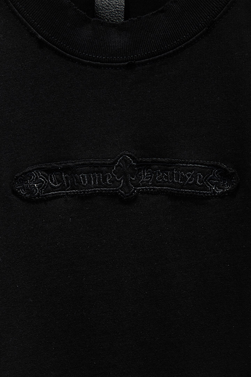 クロムハーツ ヘビーデューティーなダメージ中空の刺繍ハードウェア半袖Tシャツ