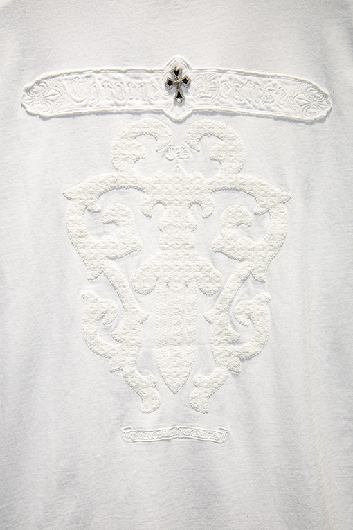 クロムハーツ ヘビーデューティーなダメージ中空の刺繍ハードウェア半袖Tシャツ