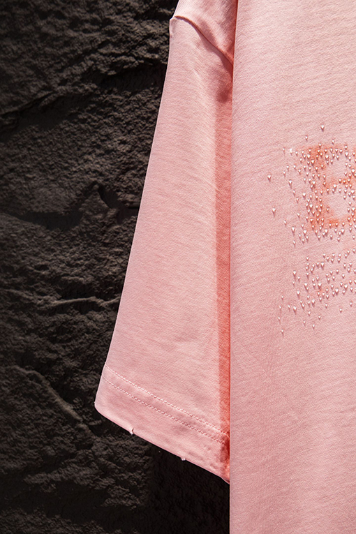 バレンシアガ Balenciaga クラシックなダメージ破れプリントラインストーンの半袖Tシャツ