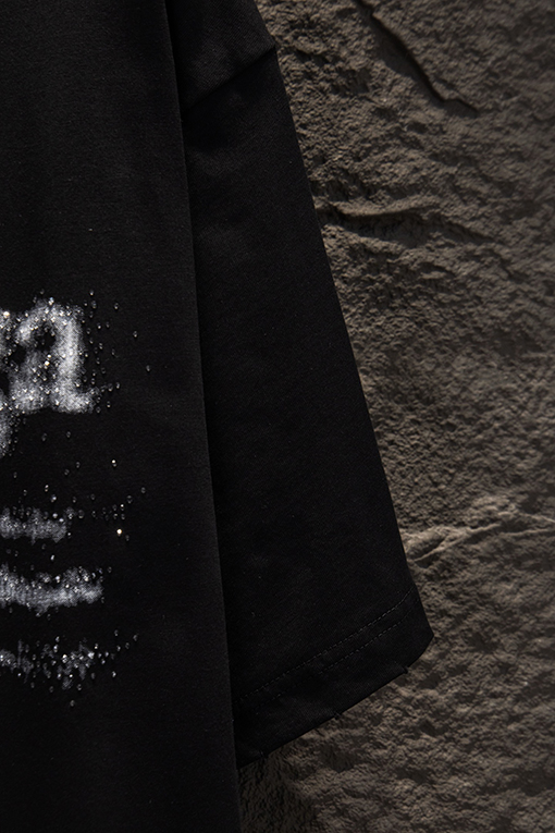 バレンシアガ Balenciaga クラシックなダメージ破れプリントラインストーンの半袖Tシャツ