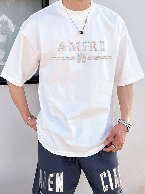 アミリスーパーコピー 新モデル刺繍レターロゴ半袖Tシャツ