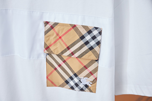 バーバリーコピー 新作チェック柄パッチワーク刺繍半袖Tシャツ