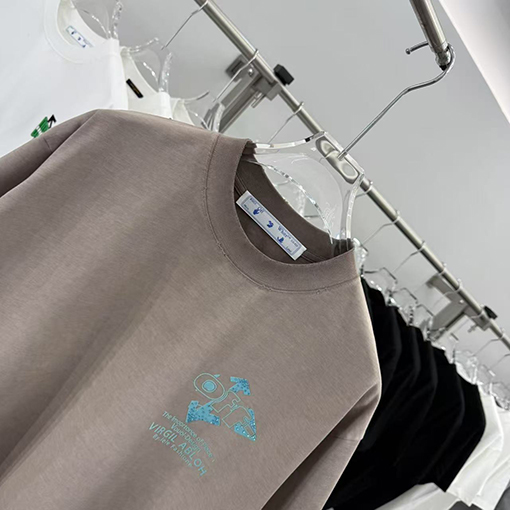 オフホワイト Off-White 新作フロックラインストーンクルーネック半袖Tシャツ