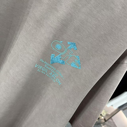 オフホワイト Off-White 新作フロックラインストーンクルーネック半袖Tシャツ