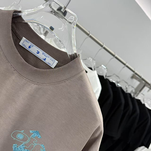 オフホワイト Off-White 新作フロックラインストーンクルーネック半袖Tシャツ