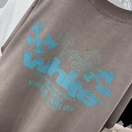 オフホワイト Off-White 新作フロックラインストーンクルーネック半袖Tシャツ