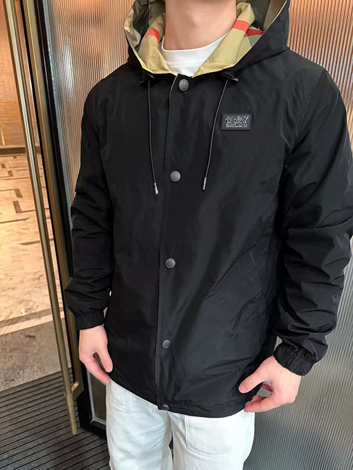 バーバリーコピー 両面リバーシブルチェック柄フード付きジャケット