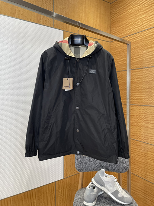 バーバリーコピー 両面リバーシブルチェック柄フード付きジャケット