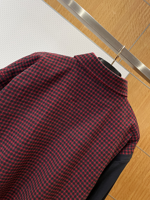 バレンシアガ BALENCIAGA 刺繍入りチェック柄襟付き長袖シャツ