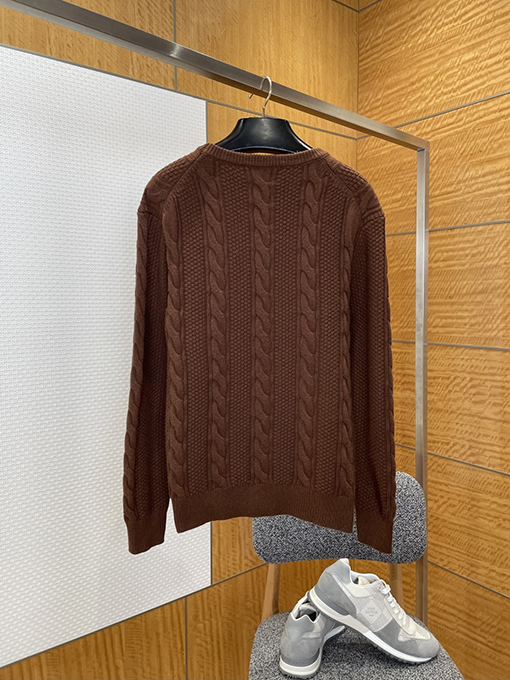 ルイヴィトン レザーラベルケーブルニットクルーネックセーター