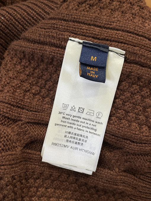 ルイヴィトン レザーラベルケーブルニットクルーネックセーター