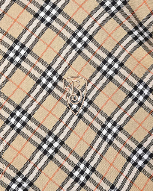 バーバリー 胸元に盾の刺繍と細かいチェック柄を施した長袖シャツ