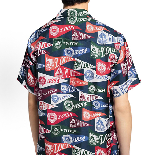 ルイヴィトンスーパーコピー ロゴプリントの襟付き半袖シャツ